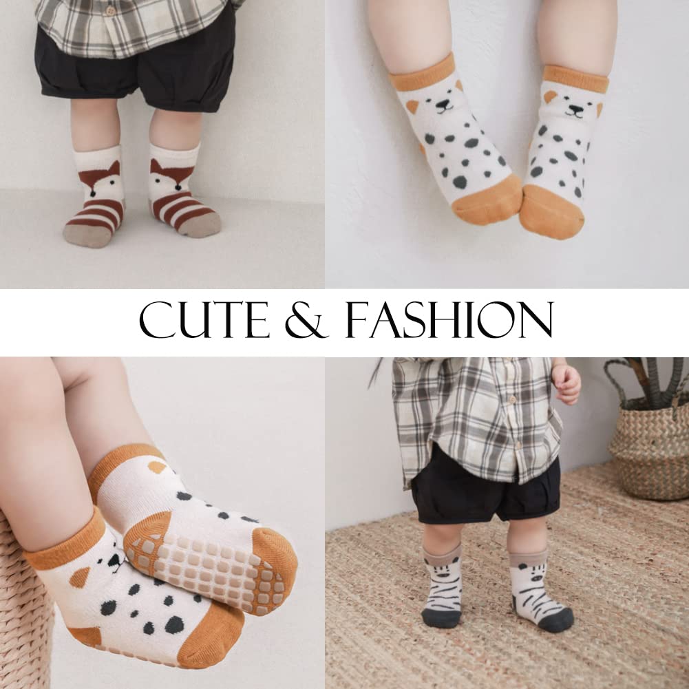 Rutschfeste Socken für Baby Mädchen Jungen 5 Paar Kinder Anti Rutsch Socken Sportsocken Stoppersocken