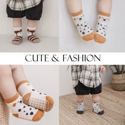 Rutschfeste Socken für Baby Mädchen Jungen 5 Paar Kinder Anti Rutsch Socken Sportsocken Stoppersocken