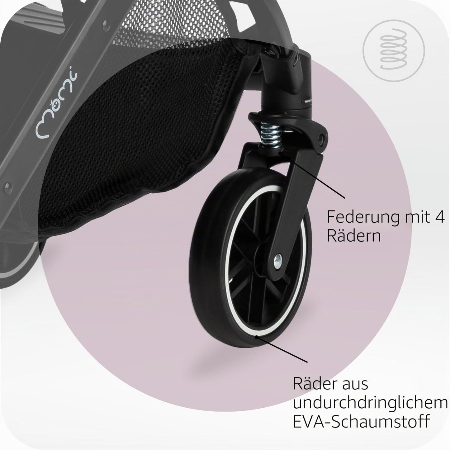 MoMi ESTELLE Reise Buggy Klein Zusammenklappbar - Kinderwagen Klappbar für Kinder bis 15kg ab 6 Monaten - Reisebuggy mit Liegefunktion - Kinderbuggy Leicht 7,5kg - 5-Punkt-Sicherheitsgurt