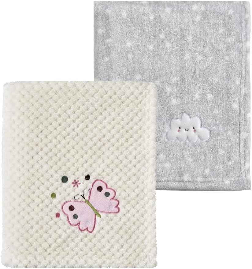 CREVENT Kleine Flauschige warme Baby-Überwurfdecke für Jungen, Kleinkinder, Kinderbett, Kinderwagen, 75 cm x 100 cm, graue Wolke
