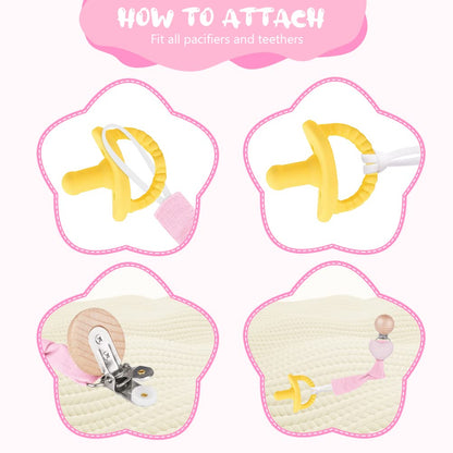 Vicloon Schnullerkette Baumwolle,3 Stück Schnullerkette Baby for Mädchen und Jungs,Baby Schnullerkette Clip Geschenk zum Baby -Bär