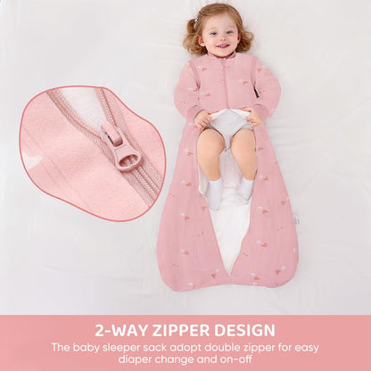 amo nenes Baby Sleeping Bag 2.5 TOG, Baby Autumn Winter Long Sleeve Sleeping Bag, 100% Cotton, Removable Sleeves, Length 72 cm, 0-6 Months (Blue)