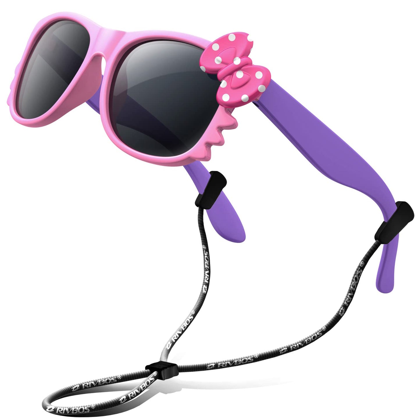 RIVBOS Rubber Sunglasses Children's Polarised UV400 Protection Flexible Glasses with Strap Boys Girls Baby and Children Age 3-10 RBK002-1