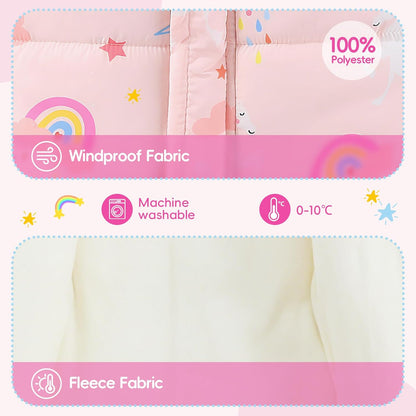 JiAmy Baby Snowsuit, Toddler Winter Romper Girls Boys Winter Jumpsuit with Hood Long Sleeve Jumpsuit Cute Prints for 3-24 Months