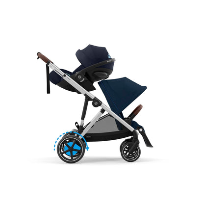 CYBEX Gold Kinderwagen e-GAZELLE S, Ab Geburt bis ca. 4 Jahre, Max. 22 kg (Single-Modus) / 2x 22 kg (Duo-Modus), All-in-1-System mit E-Antrieb und 20+ Konfigurationen, Stone Grey