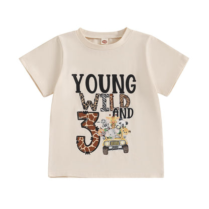 Baby Junge 1. Jahr Geburtstags T-Shirt Wild One Kurzarm Oberteil Baby Mein Erster Geburtstags Outfit Sommer Kleidung