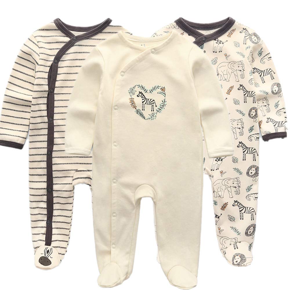 Kiddiezoom Baby-Jungen Mädchen Schlafstrampler, 3er Pack