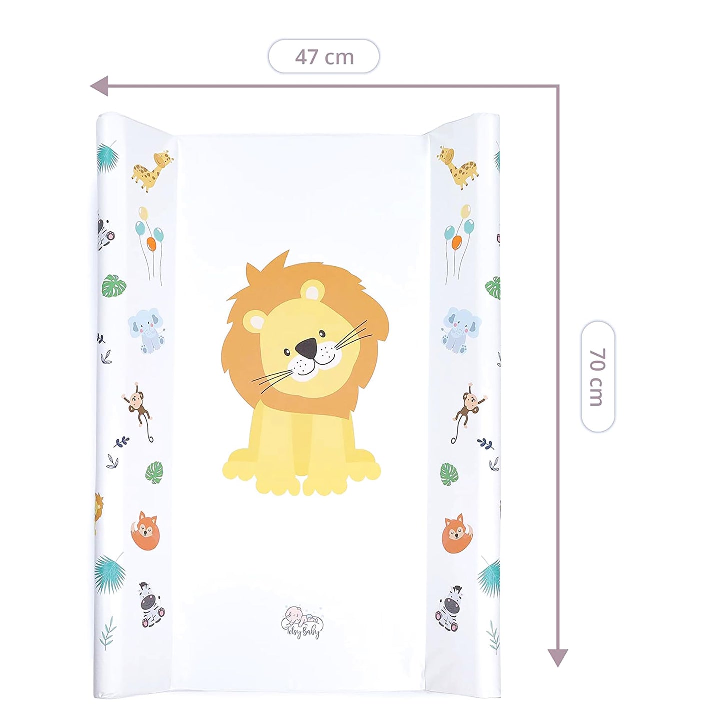 Wickelunterlage Wickelauflage Keil 70x47 cm - Wickeltischauflage für Babys abwaschbare und wasserdichte Wickelmulde ideal für Babybett und Wickeltisch Kaninchen Motiv