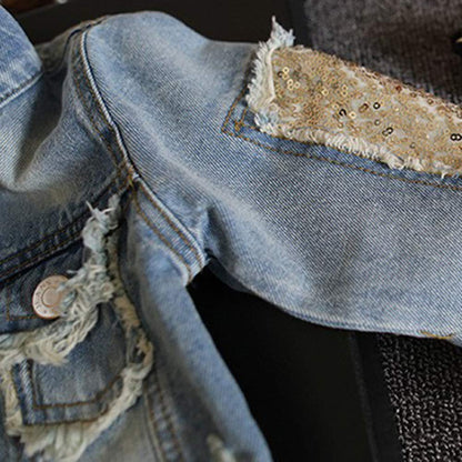 Amur Leopard Kids Girls Denim Jacket Cotton Denim Jacket Cute Children Spring Autumn Jacket 