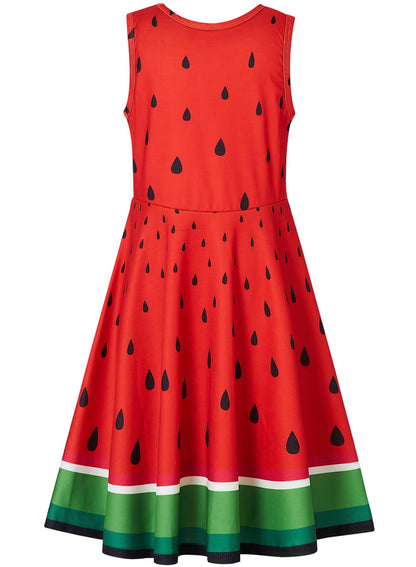 kids4ever Mädchen Kleid Ärmellos Sommerkleid Rundhals A-Linie Swing Kleid Meerjungfrau Galaxie Prinzessin Party Geburtstag 4-12 Jahre