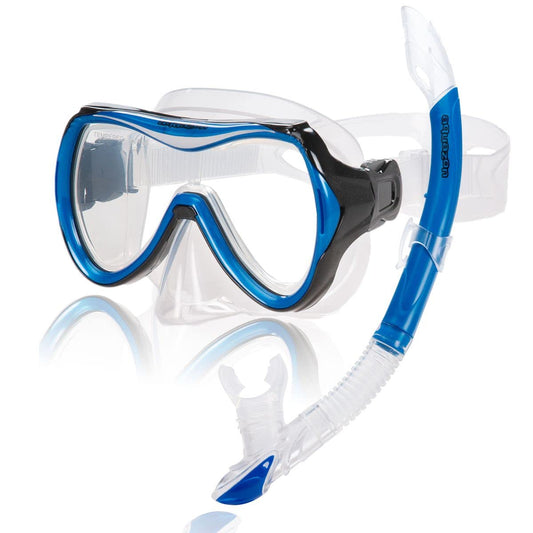 AQUAZON Capri extra Komfortables Kinder Schnorchelset, Taucherbrille mit superweichem Silikon, 7-12 Jahre, glasklarer Blick durch temperiertes Glas