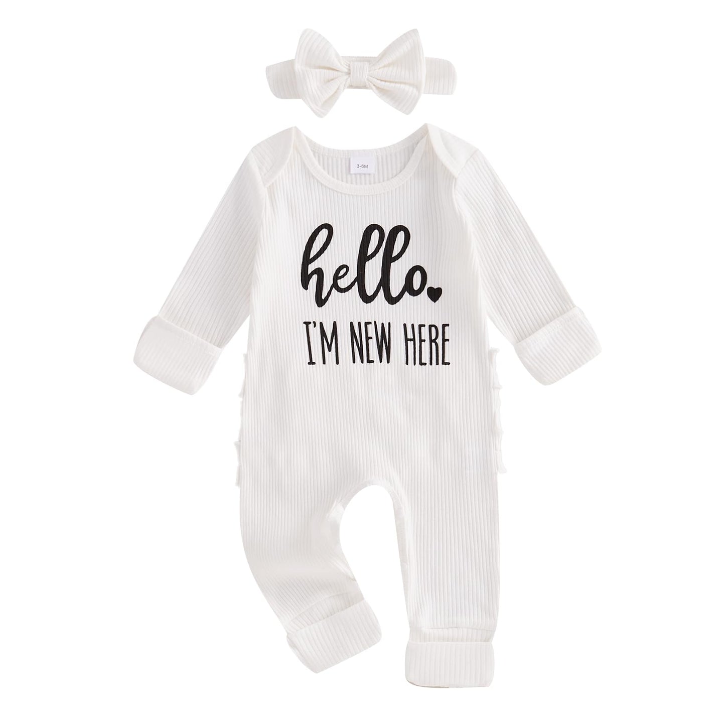 Geagodelia Baby Girl Romper + Headband Newborn Clothing Outfit Jumpsuit Baby Clothes Soft Baby Romper 