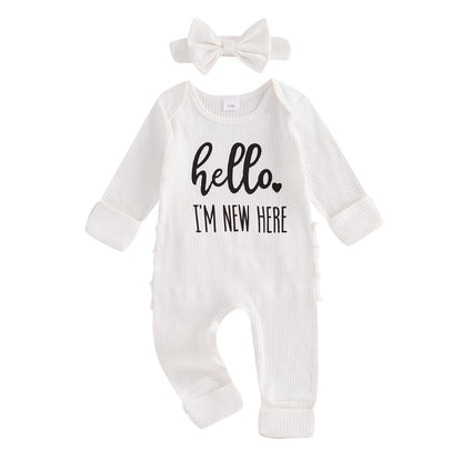 Geagodelia Baby Girl Romper + Headband Newborn Clothing Outfit Jumpsuit Baby Clothes Soft Baby Romper 
