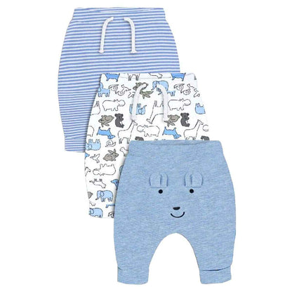 CuteOn Pack of 3 Unisex Children's Toddler Harem Trousers Cotton Elastic Trousers