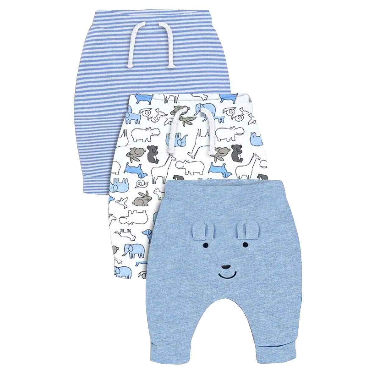 CuteOn Pack of 3 Unisex Children's Toddler Harem Trousers Cotton Elastic Trousers