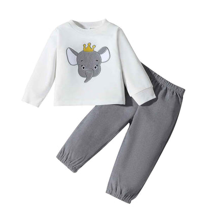 Toddler Baby Boys Outfit Colour Block Letter Print Sweatshirt Top + Plain Trousers Baby Autumn Spring 2-Piece Clothing Set