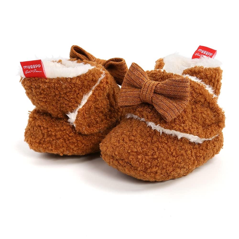 Sehfupoye Toddler Baby Boys Girls Cotton Booties Shoes Striped Soft Sole Newborn First Hiking Shoes Warm Fleece Boots 0-18M