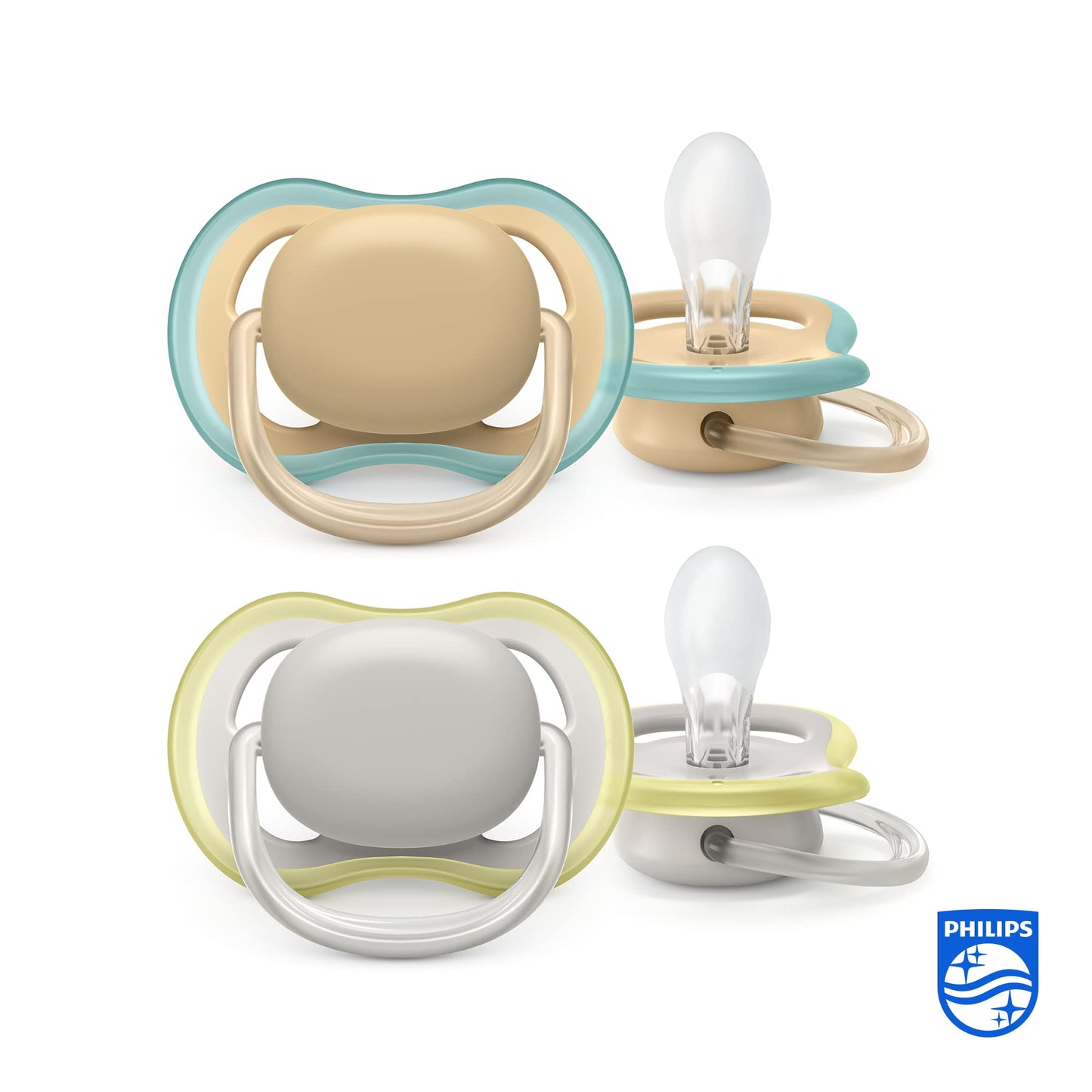 Philips Avent ultra air Schnuller - 4er Pack, BPA-freier, atmungsaktiver Schnuller für Babys von 0-6 Monaten, inklusive Transport- und Sterilisationsbox, Sonne/Regenbogen (Modell SCF085/65) - Meloni2