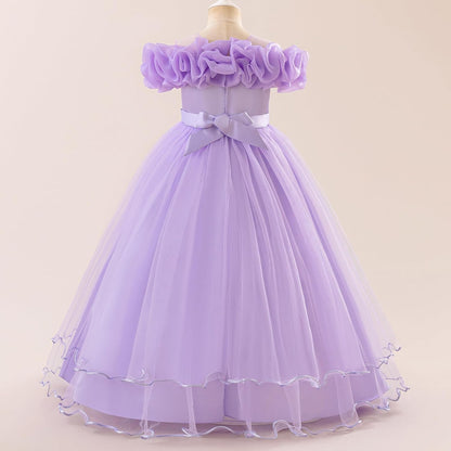 Kinder Mädchen Blumenmädchen Kleider Bestickt Hochzeit Brautjungfer Kleider Trägerlose Prinzessin Kleider Klavier Kostüme