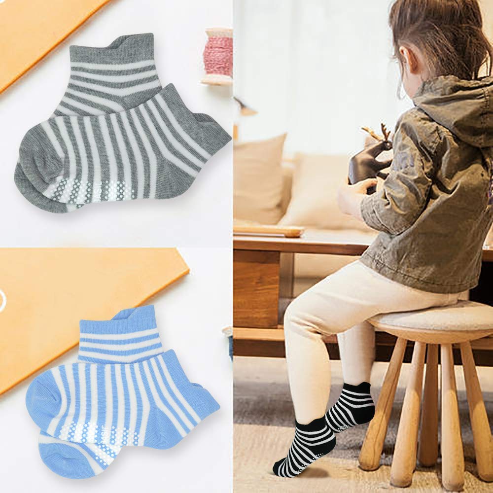 HYCLES Baby ABS Socks Children 0-7 Years 12 Pairs Stopper Socks Children Non-Slip Socks Child Boys Girls 23-26 27-30 Toddler Socks Baby
