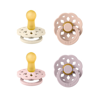 BIBS Boheme Schnuller 4er-Pack. BPA-frei, Kirschform Nippel. Naturkautschuk/Latex, Hergestellt in Dänemark. Größe 1/2, (0-6 Monate/6-18 Monate), (4er Pack), Vanilla Mix - Meloni2