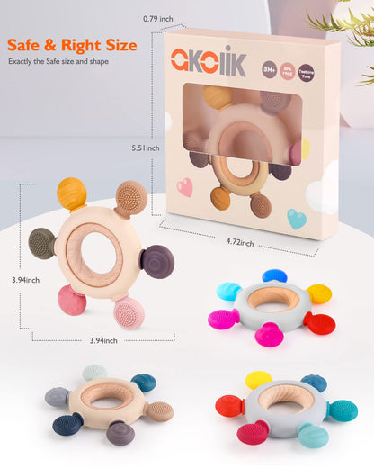 Beißring für Babys, Baby Zahnen Spielzeug aus Silikon, Ruder Greifling Beißspielzeug, BPA-frei Zahnen Nursing Zubehör für 3-6 6-12 Monate Kleinkinder, mädchen Junge Geschenk(Ruder B)