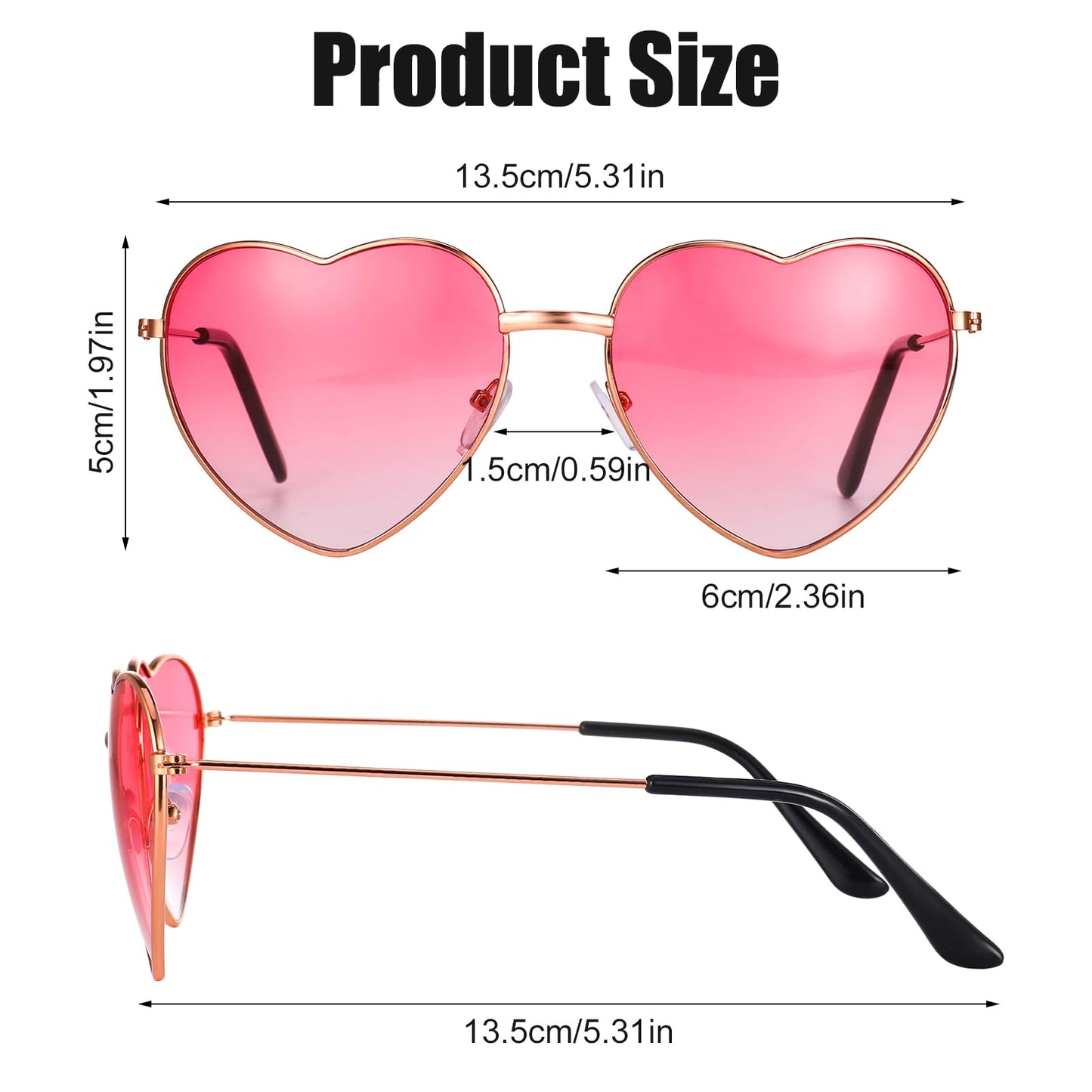 ALTcompluser 2 Pack Herz Sonnenbrille, Weinsamkeit Hippie Gläser, Retro Kostüm Brille für Kinder Herren Damen 60er 70er 80er 90er Party Hippie Chic, Kleid Accessoires
