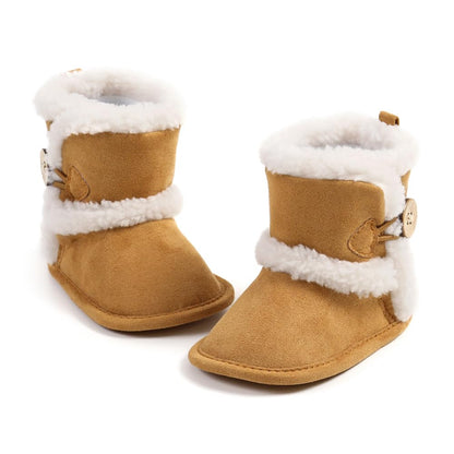 Baby Winter Warm Snow Boots Newborn Baby Girls Boys Soft Sole Buttons Fleece Boots Infant Toddler First Walker Shoes