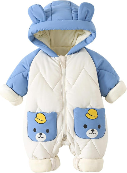 JiAmy Baby Snowsuit, Baby Boys Girls Winter Jumpsuit Romper Newborn Snow Overall 0-12 Months