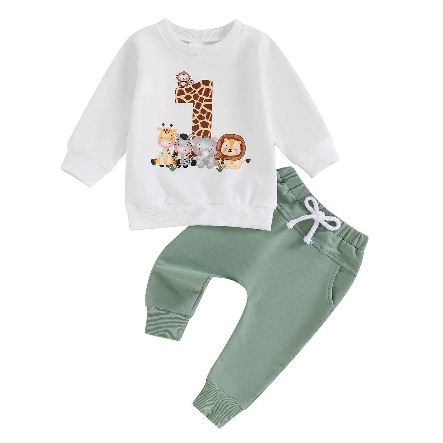 Geagodelia 1st Year Birthday Outfit Baby Boy Clothing Set Long Sleeve Sweatshirt and Trousers Clothing Sets for Boys