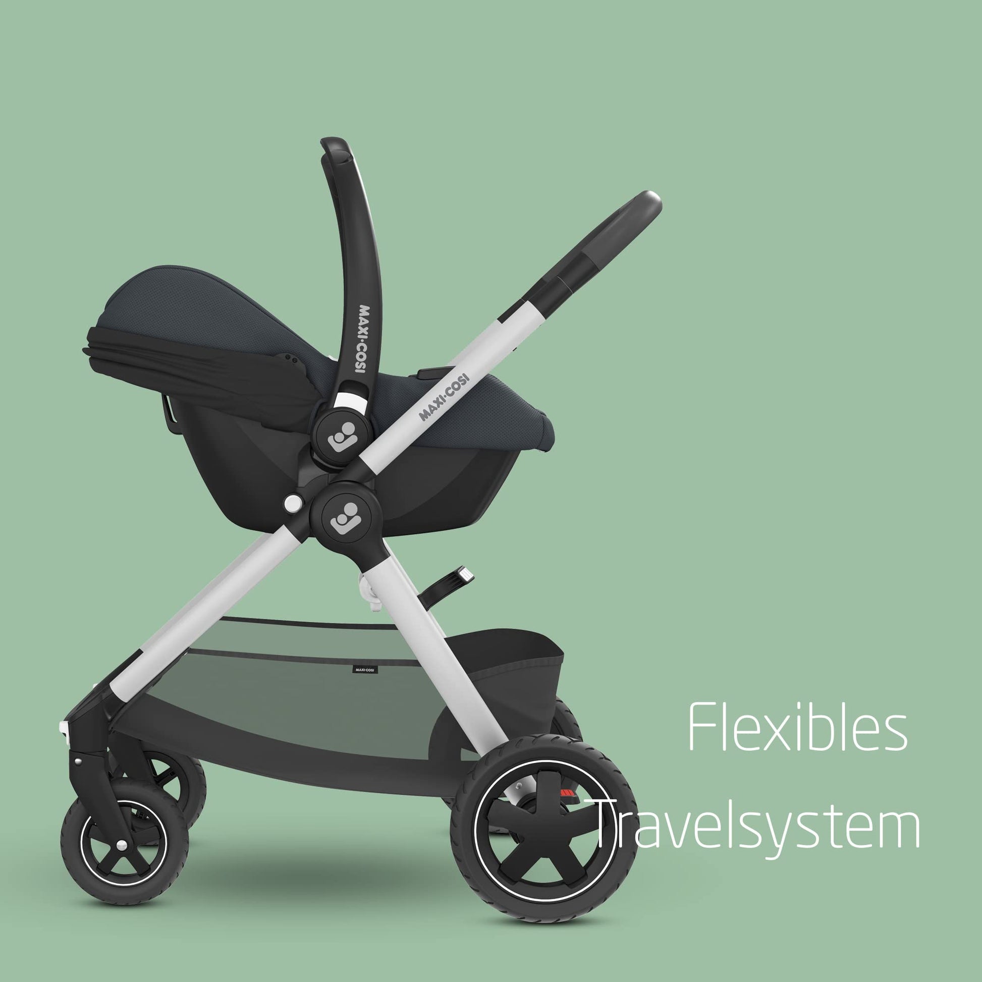 Maxi-Cosi CabrioFix i-Size, Babyschale, 0–12 Monate, max. 12 kg, leichter i-Size Kindersitz (3,2 kg), Sonnenverdeck, gepolsterter Sitz, für viele Maxi-Cosi Kinderwagen, Essential Green - Meloni2