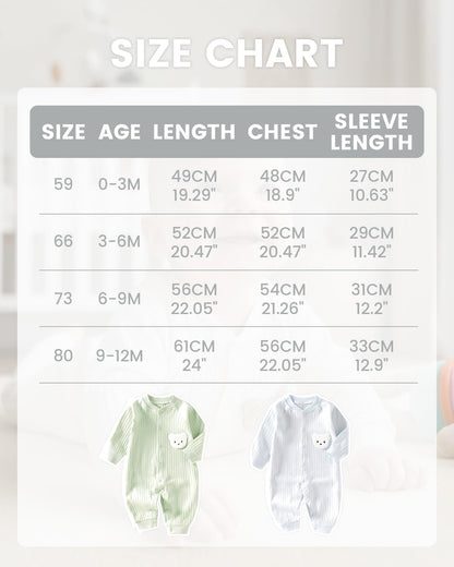 Baby Strampler Neugeborene Baumwolle Jumpsuit 2er-Pack Langarm Einteiligen Overall Kleidung für Baby Junge und Mädchen 0-12 Monate