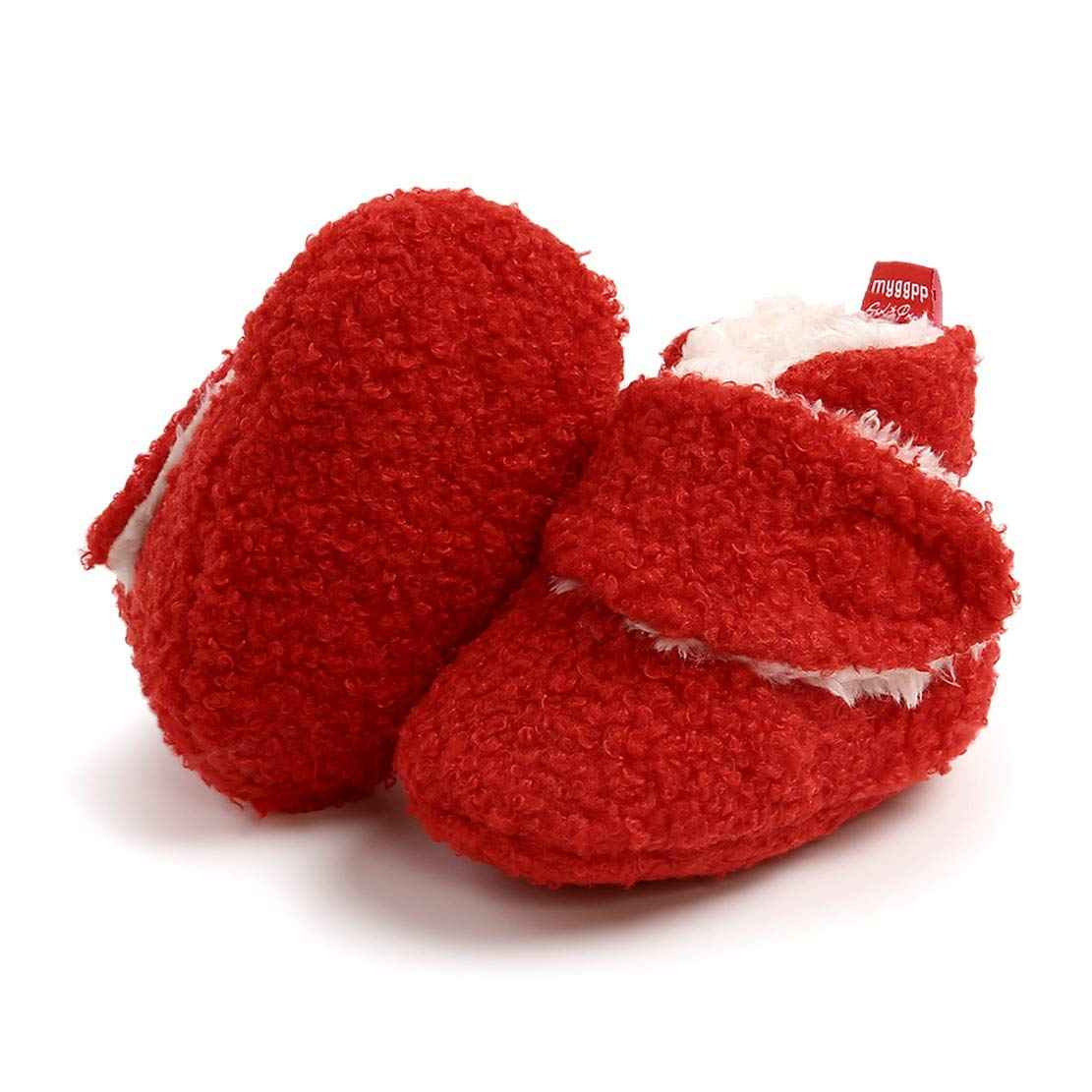 Edoton Infant Boys Girls Warm Slippers Winter White Cute Soft Cotton Unisex Non-Slip Baby Shoes for Christmas First Birthday Gift.