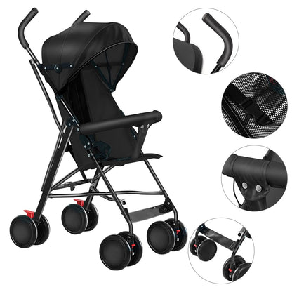 Kinderbuggy, Klein Zusammenklappbar Kinderwagen,Rücken und Fußstützenverstellung,Hinterradbremse,5-Punkt-Gurt,Einfaches Ein-Hand-Falten,Baby Reisebuggy