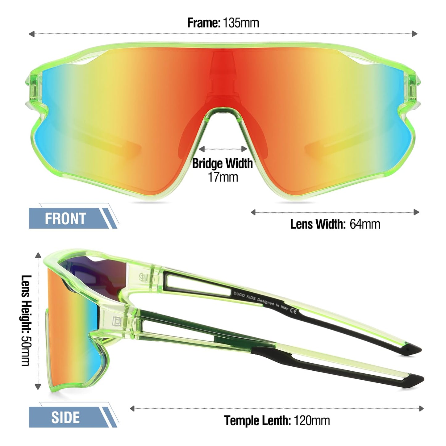 DUCO DK268 Children's Sunglasses Youth Baseball Sunglasses Lightweight TR90 Frame UV400 Sports Cycling Sunglasses for Boys Girls