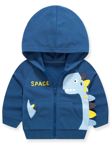 Alleen Boys' Sweat Jacket Hoodie Long Sleeve Cotton Children's Pullover Dino Hoodie Jacket with Hood and Zip