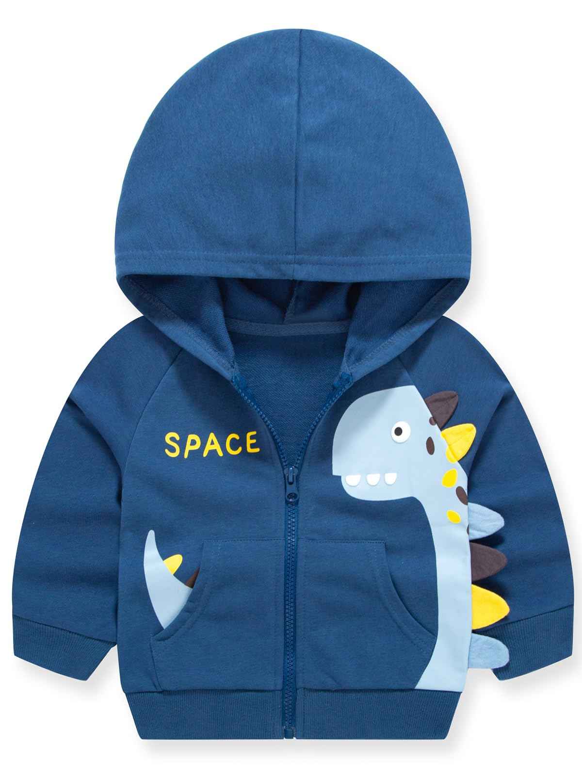 Alleen Boys' Sweat Jacket Hoodie Long Sleeve Cotton Children's Pullover Dino Hoodie Jacket with Hood and Zip
