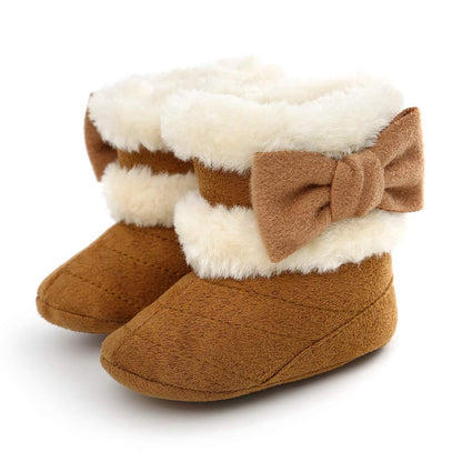 Baby Winter Warm Snow Boots Newborn Baby Girls Boys Soft Sole Buttons Fleece Boots Infant Toddler First Walker Shoes