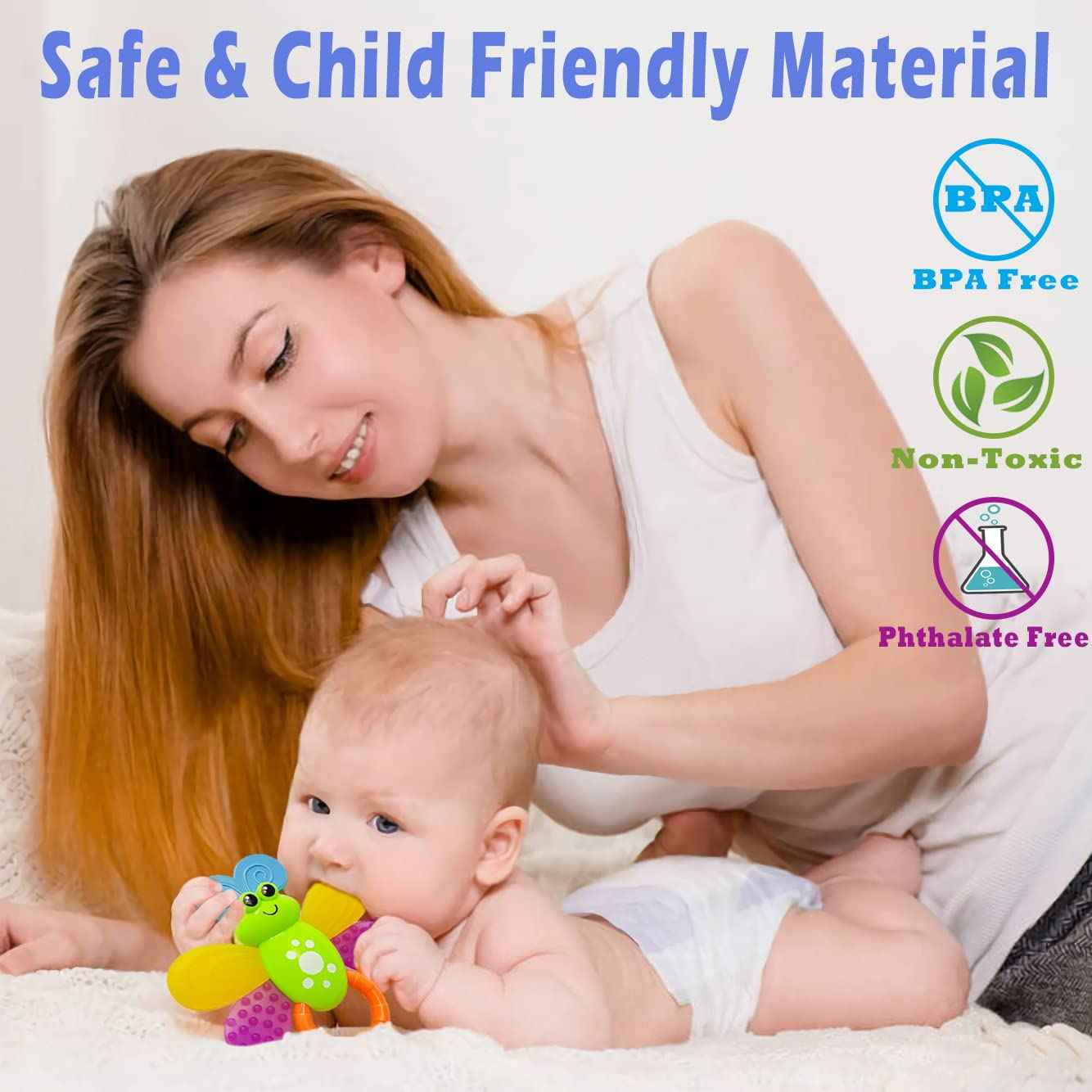 AIVIAI Baby Rassel Beißring Set Baby Spielzeug 6 Monate Babyspielzeug ab 3 6 9 12 Monaten Shaker Greifen Rassel Neugeborenes Spielzeug Musikalische Rasseln für Babys und Kleinkinder Geschenk（11 PCS）