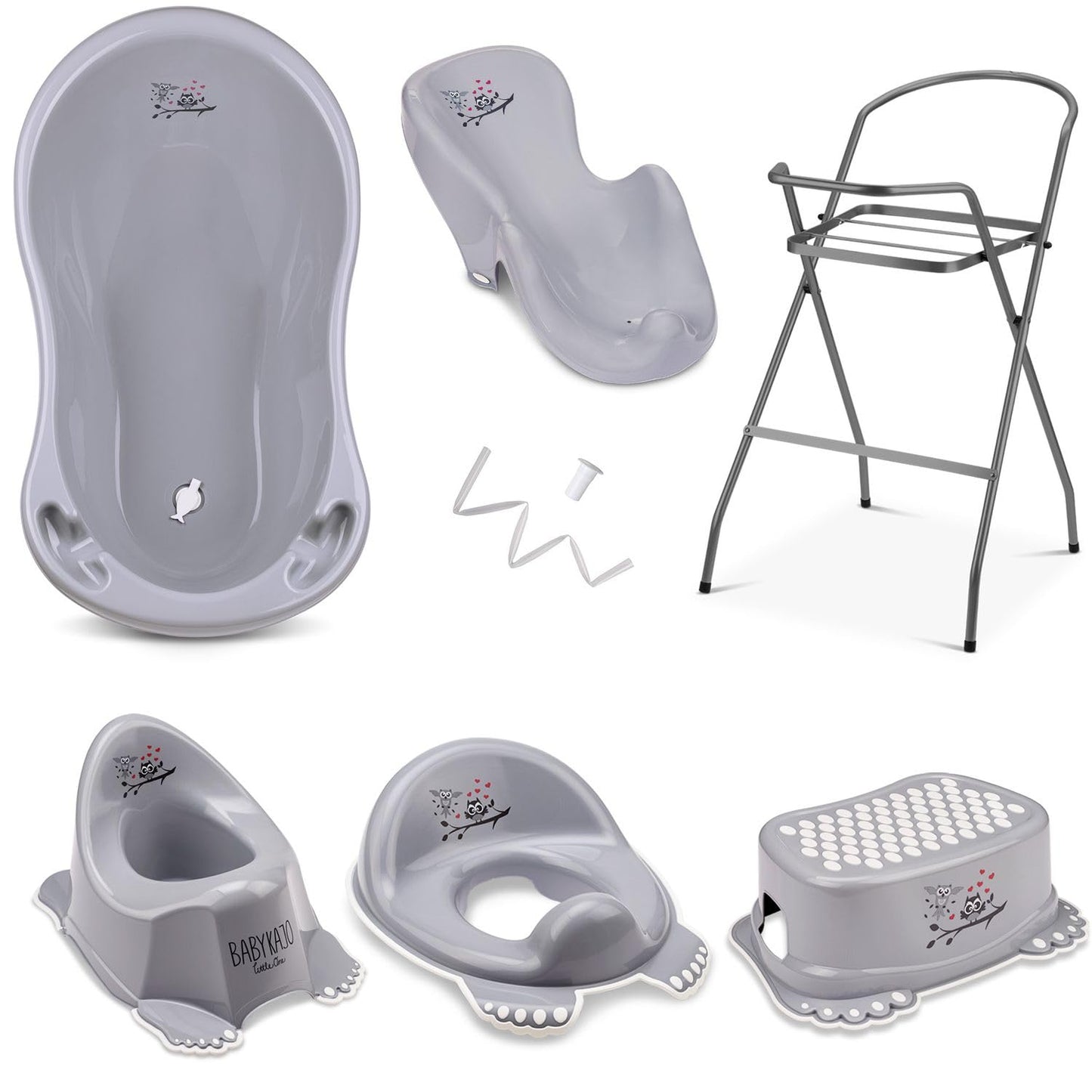 Baby Badewanne mit Gestell 4 Set TÜV Rheinland zertifiziert! Babybadewannen + Baby Badewannensitz +Abfluss + Gestell - Babywanne mit Ständer! Baby Pflegeset für Neugeborene.