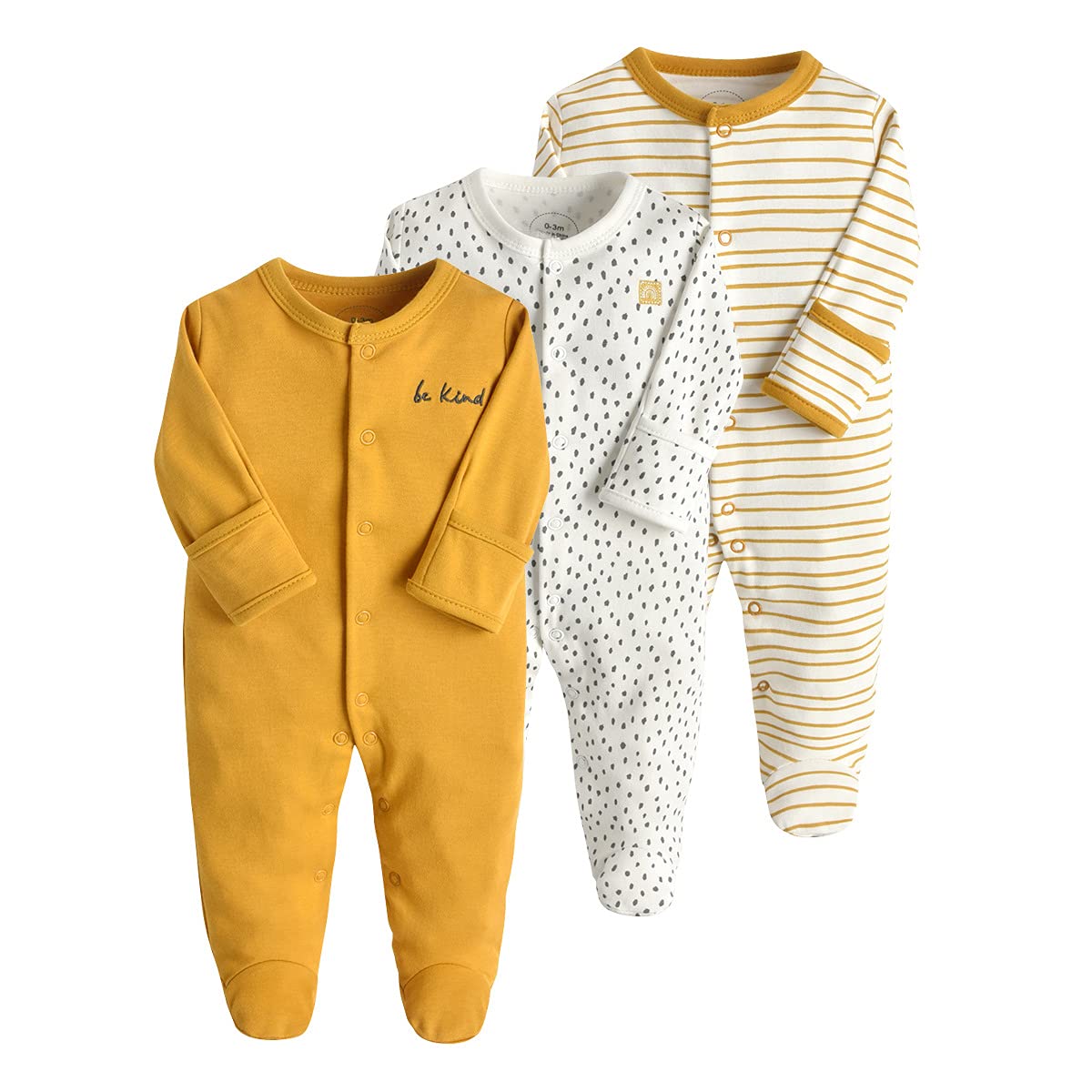 amropi Baby Mädchen Schlafstrampler 3er Pack Jungen Pyjamas Baumwolle Overalls Strampler für 0-12 Monate