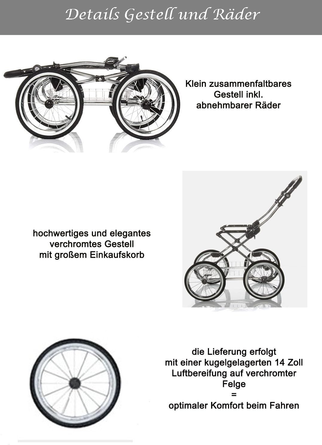 Kinderwagen-Set 2 in 1 Retro inkl. Sportsitz - 11 Teile - in 5 Farben