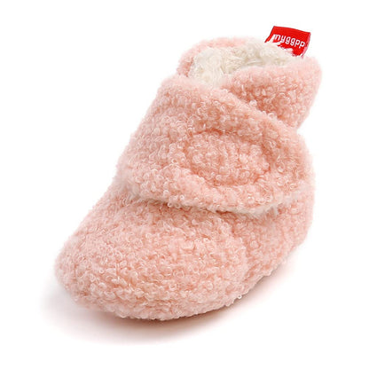 Sehfupoye Toddler Baby Boys Girls Cotton Booties Shoes Striped Soft Sole Newborn First Hiking Shoes Warm Fleece Boots 0-18M