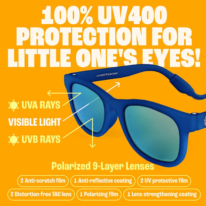 Polarized Baby Sunglasses with Strap - Unbreakable Flexible Toddler Sunglasses for Toddlers Newborn 0-24 Months