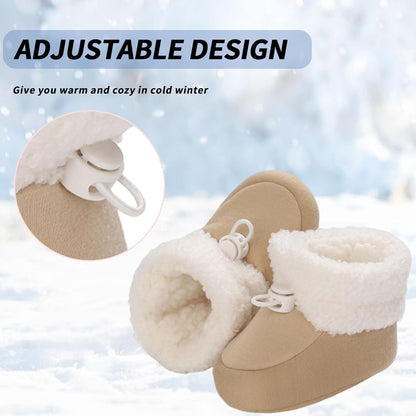 Baby Winter Shoes Warm Baby Shoes Winter Non-Slip Adjustable Newborn Snow Shoes First Walking Shoes Lined Thermal Fleece Crawling Shoes Slippers Winter Boots 0-18 Months 