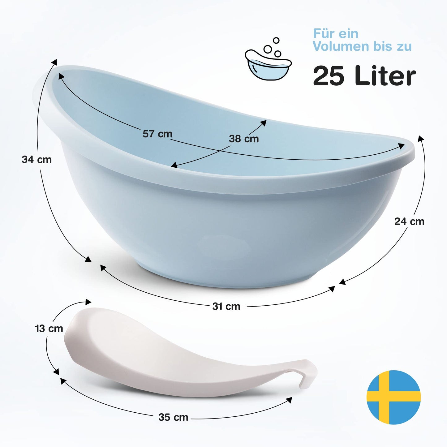 BabybeFun Baby Badewanne mit Badewanneneinsatz für Neugeborene [Testsieger] Rutschfeste Babybadewanne für Babys und Kleinkinder [0-12 Monate] Babywanne für Dusche Badewanne Weiß