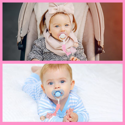 Vicloon Schnullerkette Baumwolle,3 Stück Schnullerkette Baby for Mädchen und Jungs,Baby Schnullerkette Clip Geschenk zum Baby -Bär
