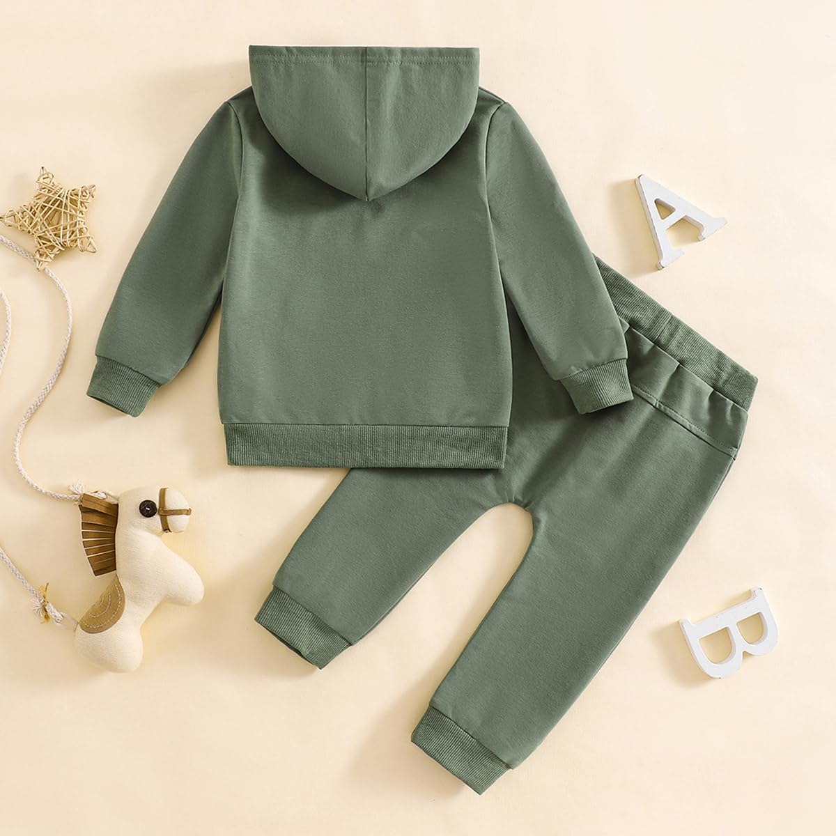 LUVCES Kleinkind Baby Jungen Outfits Langarm Daddy’s Mini Kapuzenpullover Sweatshirts + Hosen 2-teiliges Herbst Winter Frühling Kleidungsset