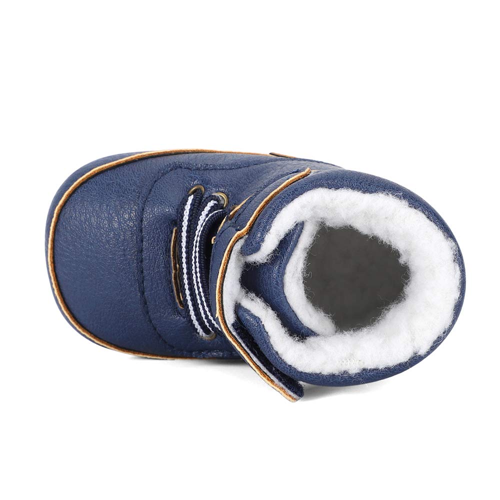 LACOFIA Baby Boys Cowboy Winter Boots Toddler Non-Slip Laces Snow Boots