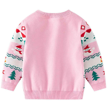 Fandecie Children's Christmas Jumper Cotton Crew Neck Christmas Elk Santa Sweater Girls Boys Sweatshirt Jumper 2-7 Years